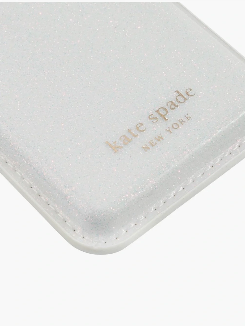 Kate Spade New York MagSafe Magnetic Wallet White Glitter Card Holder Like New